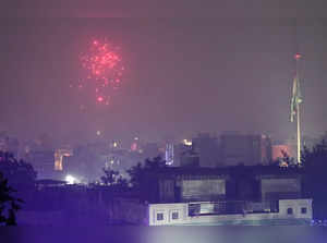 New Delhi: Fireworks during the Diwali festival celebrations, in New Delhi, Thur...