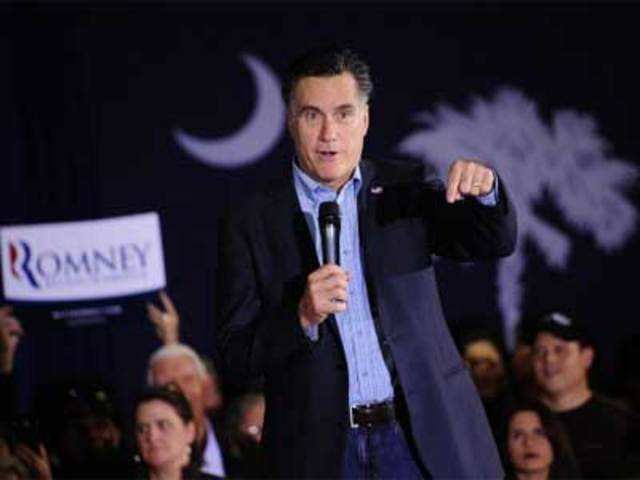 Republican presidential hopeful Mitt Romney holds a forum