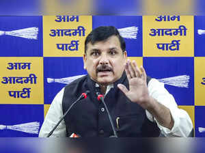 **EDS: SCREENSHOT VIA PTI VIDEO** New Delhi: AAP MP Sanjay Singh addresses a pre...