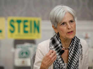 Green Party presidential nominee Jill Stein speaks to the media during a rally in Dearborn, Michigan.