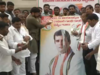 Congress workers offer milk to Rahul Gandhi's poster as caste census begins in Telangana