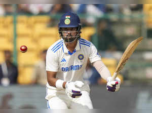 Bengaluru: India's KL Rahul plays a shot during the fourth day of the first test...