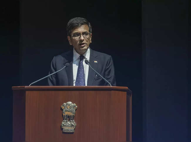 New Delhi: Chief Justice of India DY Chandrachud addresses at the release of thr...