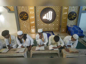 Lucknow: Students at a Madarsa in Eidgah, in Lucknow. The Supreme Court on Tuesd...