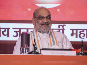 Mumbai: Union Minister and BJP leader Amit Shah during the release of party's ma...