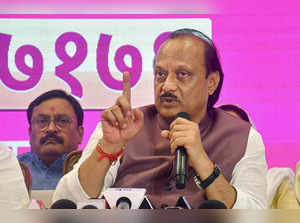 Mumbai: Maharashtra Deputy Chief Minister Ajit Pawar addresses a press conferenc...