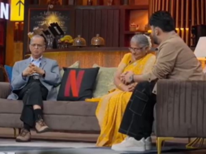 Narayana Murthy with wife Sudha Murty on 'The Great Indian Kapil Show'