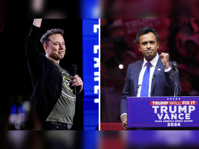 Tesla CEO Elon Musk and Indian American entrepreneur Vivek Ramaswamy (Pic credit: AP