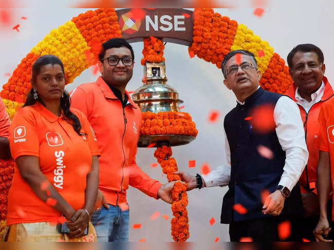 Listing ceremony of Swiggy's Initial Public Offering (IPO) at the National Stock Exchange (NSE) in Mumbai.