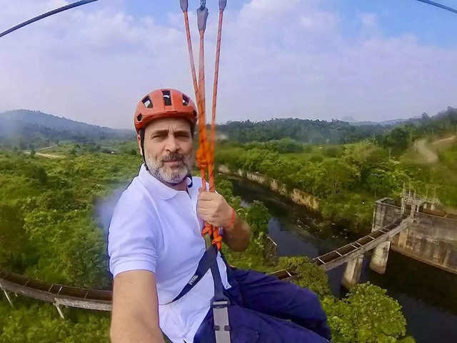 Rahul Gandhi on Kerala's longest zipline