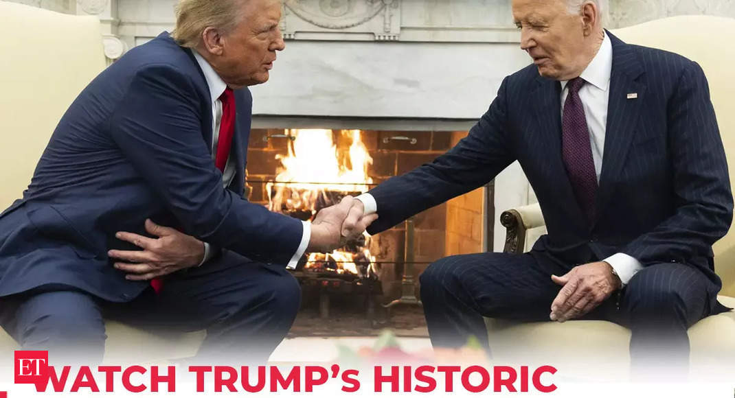 'Politics is tough...': Trump, Biden share handshake during meet at White House amid power shift - The Economic Times Video | ET Now