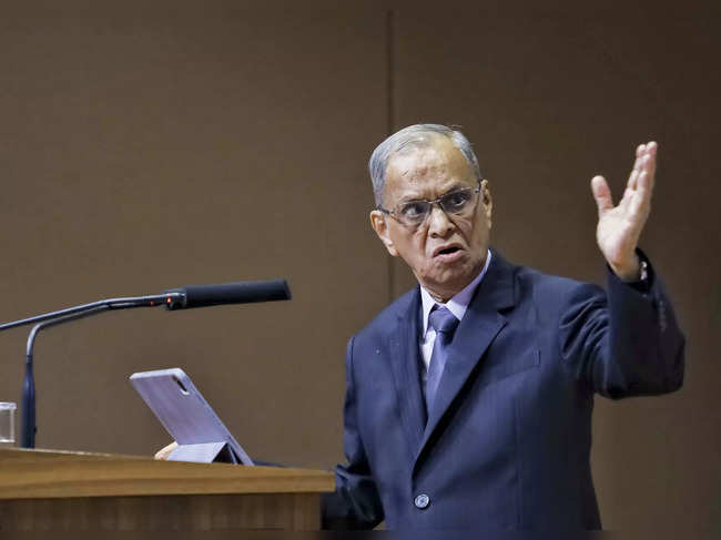 Bengaluru: Narayana  Murthy, founder of Infosys, speaks during the book launch o...