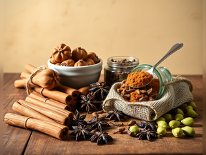 Warm Spices on Rustic Table