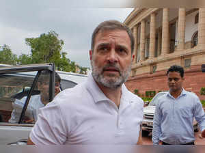 New Delhi: Congress MP Rahul Gandhi at Parliament House complex during the Monso...