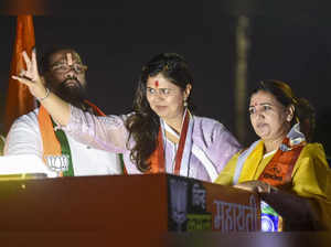 Parvati: BJP leader Pankaja Munde during an election campaign in support of part...