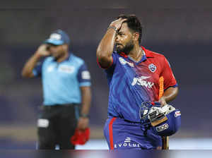 Mumbai: Rishabh Pant, captain of Delhi Capitals walks back to the pavilion after...