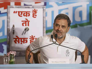 Mumbai: Congress leader Rahul Gandhi at a press conference, in Mumbai. (PTI Phot...