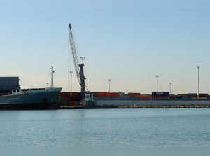 A view of the commercial port of Rades in Tunis