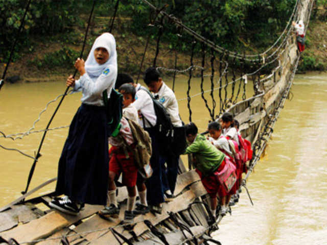 Collapsed bridge in Indonesia