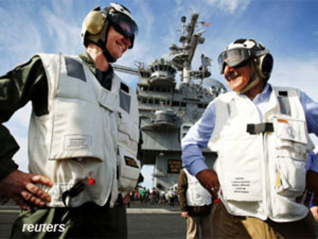 Panetta watches day flight operations from USS Enterprise