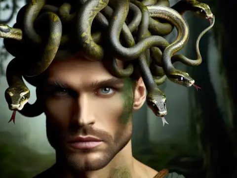 What does the snake-head figurine represent?