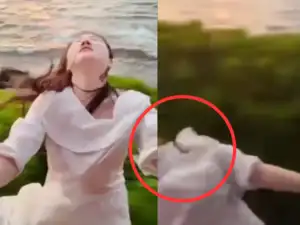 Terrifying moment caught on camera: Woman dragged from moving train ...