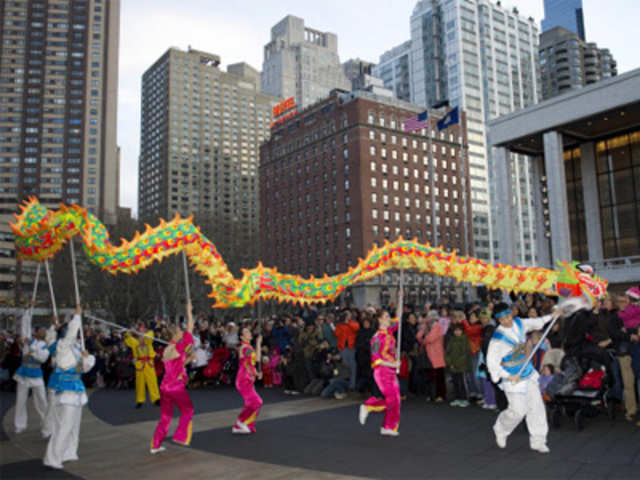 Traditional dragon dance at Lincoln Center