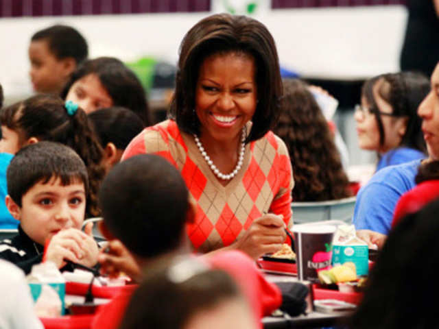 Michelle Obama has lunch with students at Parklawn Elementary School