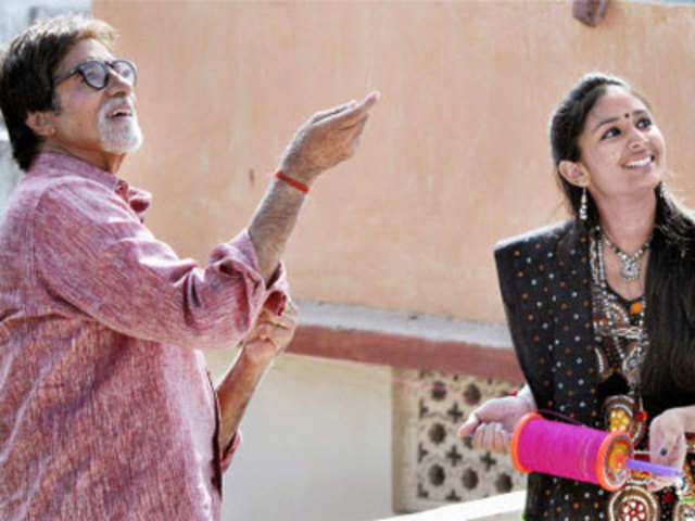 Amitabh Bachchan flying kiteduring shoot for advertising