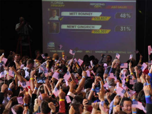 Supporters of Republican presidential hopeful Mitt Romney