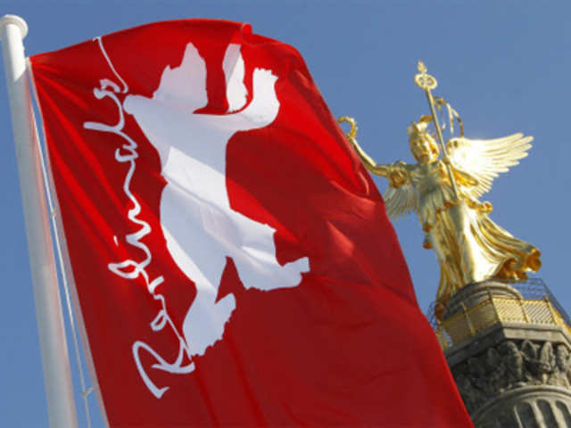 A flag advertising the 62nd Berlinale International Film Festival