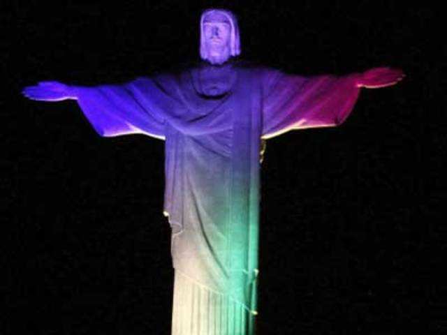 Christ lit up for the World Youth Day in Rio de Janeiro