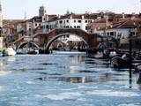 A frozen canal is seen in Venice