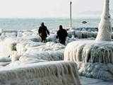 Iced lake Geneva in Coppet