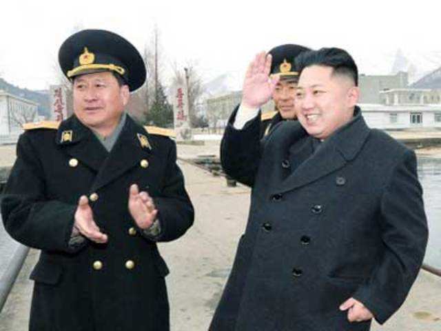 North Korean leader Kim Jong Un salutes 