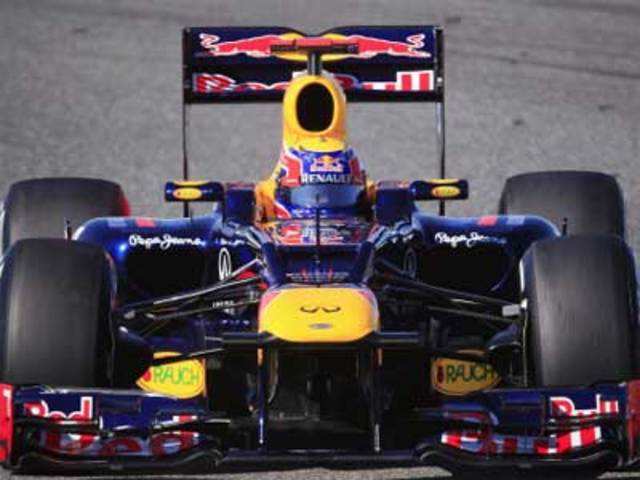 The new Red Bull Racing RB8 during Formula One winter testing at the Circuito de Jerez