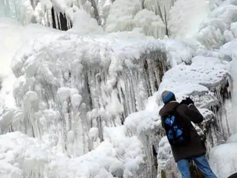 A frozen waterfall in Oberhaslach, eastern France A frozen waterfall in Oberhaslach, eastern France