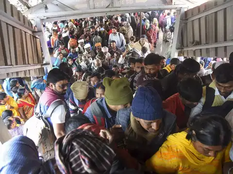 Chaos on the foot-over bridge