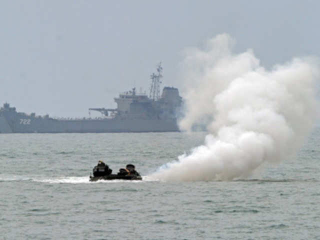 Amphibious assault military drill