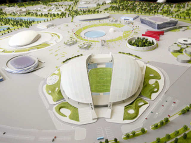 Model of Olympic stadium 'Fisht' and Olympic Plaza in Sochi