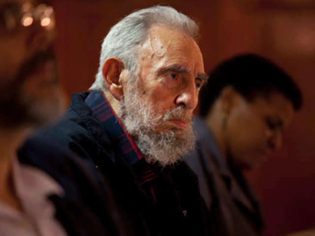 Cuban former President Fidel Castro during a meeting with foreign writers and intellectuals held in Havana