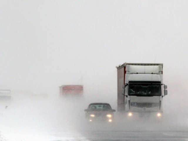 A blizzard near the Serbian town of Deligrad