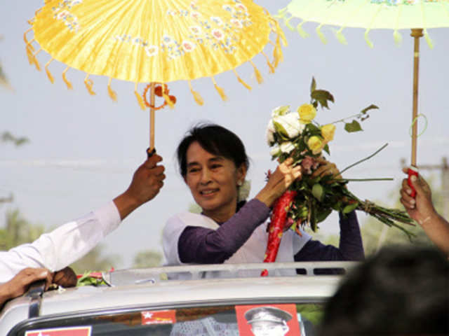 Aung San Suu Kyi during an election campaign