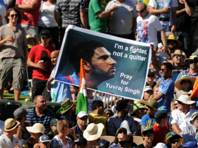 India prays for Yuvraj Singh: Poster at the one-day test match