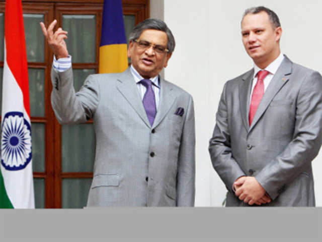 SM Krishna with Jean Paul Adam, Minister of Foreign Affairs of Seychelles