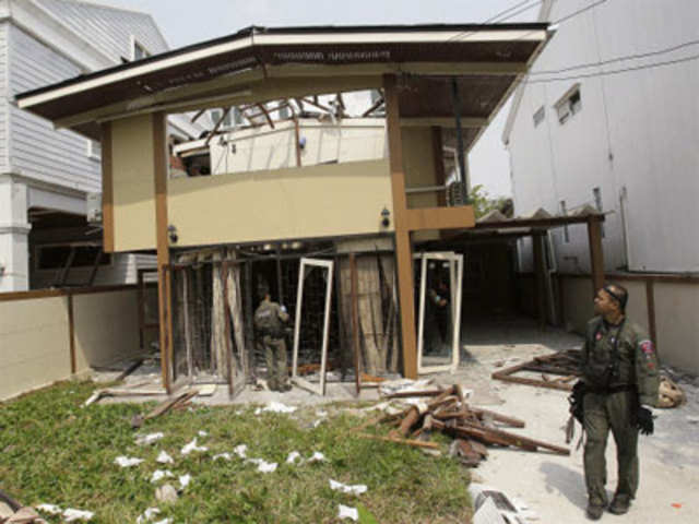 House that was the bomb site by a suspect bomber in Bangkok