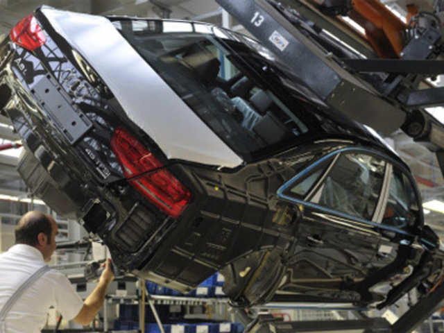 Audi A8 car on assembly line, Germany