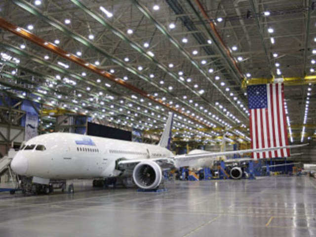 Boeing 787 Dreamliner aircraft on the production line