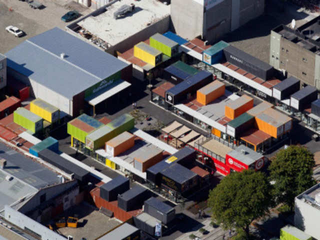 Shopping center made up of shipping containers