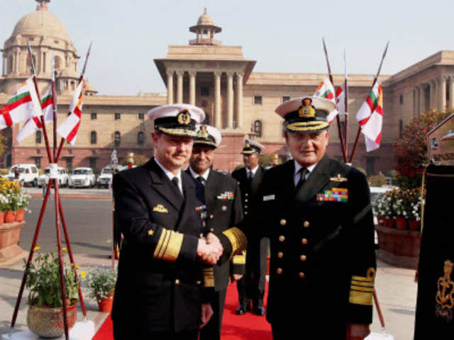 Chief of Staff of German Navy being welcomed by Chief of Naval Staff 